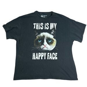 Grumpy Cat Mens Black T-Shirt Size‎ XXL This Is My Happy Face